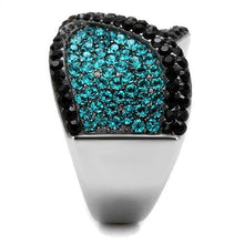 Load image into Gallery viewer, TK2764 - Two-Tone IP Black Stainless Steel Ring with Top Grade Crystal  in Blue Zircon