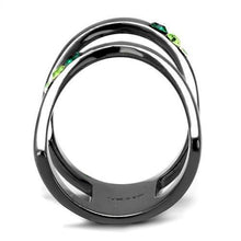 Load image into Gallery viewer, TK2768 - IP Light Black  (IP Gun) Stainless Steel Ring with Top Grade Crystal  in Multi Color