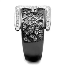 Load image into Gallery viewer, TK2769 - Two-Tone IP Black Stainless Steel Ring with Top Grade Crystal  in Black Diamond