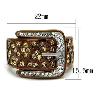 TK2770 - Two Tone IP Light Brown (IP Light coffee) Stainless Steel Ring with Top Grade Crystal  in Citrine Yellow