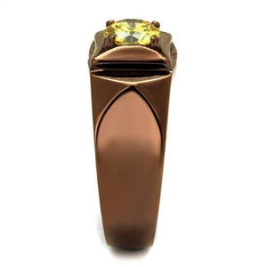 TK2773 - IP Coffee light Stainless Steel Ring with AAA Grade CZ  in Topaz