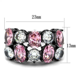 TK2776 - IP Light Black  (IP Gun) Stainless Steel Ring with AAA Grade CZ  in Rose