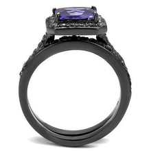 Load image into Gallery viewer, TK2778 - IP Light Black  (IP Gun) Stainless Steel Ring with AAA Grade CZ  in Tanzanite