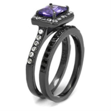 Load image into Gallery viewer, TK2778 - IP Light Black  (IP Gun) Stainless Steel Ring with AAA Grade CZ  in Tanzanite