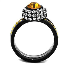 Load image into Gallery viewer, TK2783 - Two-Tone IP Black (Ion Plating) Stainless Steel Ring with Top Grade Crystal  in Topaz