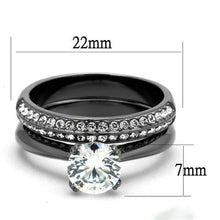 Load image into Gallery viewer, TK2797 - IP Light Black  (IP Gun) Stainless Steel Ring with AAA Grade CZ  in Clear