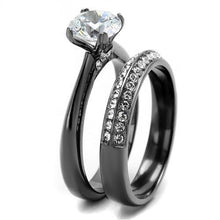 Load image into Gallery viewer, TK2797 - IP Light Black  (IP Gun) Stainless Steel Ring with AAA Grade CZ  in Clear