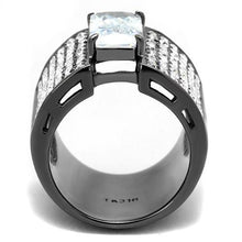 Load image into Gallery viewer, TK2798 - IP Light Black  (IP Gun) Stainless Steel Ring with AAA Grade CZ  in Clear