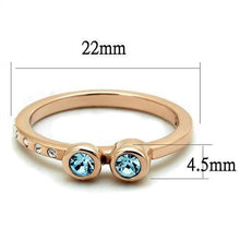 Load image into Gallery viewer, TK2807 - IP Rose Gold(Ion Plating) Stainless Steel Ring with Top Grade Crystal  in Sea Blue