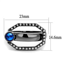 Load image into Gallery viewer, TK2809 - IP Light Black  (IP Gun) Stainless Steel Ring with Top Grade Crystal  in Capri Blue