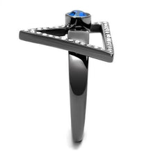 Load image into Gallery viewer, TK2810 - IP Light Black  (IP Gun) Stainless Steel Ring with Top Grade Crystal  in Capri Blue