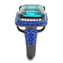 Load image into Gallery viewer, TK2811 - IP Light Black  (IP Gun) Stainless Steel Ring with Top Grade Crystal  in Blue Zircon