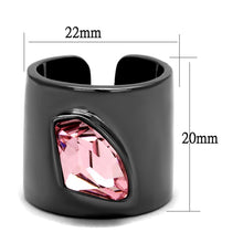 Load image into Gallery viewer, TK2829 - IP Light Black  (IP Gun) Stainless Steel Ring with Top Grade Crystal  in Light Rose