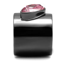 Load image into Gallery viewer, TK2829 - IP Light Black  (IP Gun) Stainless Steel Ring with Top Grade Crystal  in Light Rose