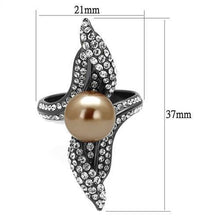 Load image into Gallery viewer, TK2834 - IP Light Black  (IP Gun) Stainless Steel Ring with Synthetic Pearl in Brown