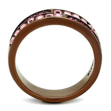 Load image into Gallery viewer, TK2837 - IP Coffee light Stainless Steel Ring with Top Grade Crystal  in Multi Color