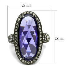 Load image into Gallery viewer, TK2840 - IP Light Black  (IP Gun) Stainless Steel Ring with AAA Grade CZ  in Tanzanite