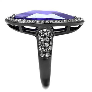 TK2840 - IP Light Black  (IP Gun) Stainless Steel Ring with AAA Grade CZ  in Tanzanite