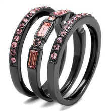 Load image into Gallery viewer, TK2844 - IP Light Black  (IP Gun) Stainless Steel Ring with Top Grade Crystal  in Multi Color