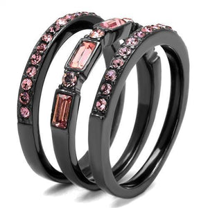 TK2844 - IP Light Black  (IP Gun) Stainless Steel Ring with Top Grade Crystal  in Multi Color