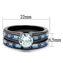 Load image into Gallery viewer, TK2845 - IP Light Black  (IP Gun) Stainless Steel Ring with AAA Grade CZ  in Clear