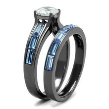 Load image into Gallery viewer, TK2845 - IP Light Black  (IP Gun) Stainless Steel Ring with AAA Grade CZ  in Clear