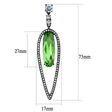 Load image into Gallery viewer, TK2846 - IP Light Black  (IP Gun) Stainless Steel Earrings with Top Grade Crystal  in Peridot