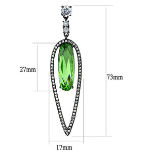 TK2846 - IP Light Black  (IP Gun) Stainless Steel Earrings with Top Grade Crystal  in Peridot