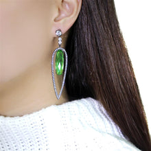 Load image into Gallery viewer, TK2846 - IP Light Black  (IP Gun) Stainless Steel Earrings with Top Grade Crystal  in Peridot