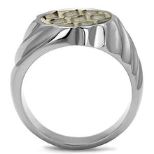 Load image into Gallery viewer, TK2859 - High polished (no plating) Stainless Steel Ring with Leather  in Animal pattern