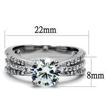 Load image into Gallery viewer, TK2862 - High polished (no plating) Stainless Steel Ring with AAA Grade CZ  in Clear