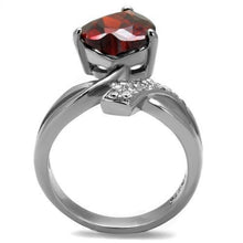 Load image into Gallery viewer, TK2863 - High polished (no plating) Stainless Steel Ring with AAA Grade CZ  in Garnet