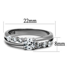 Load image into Gallery viewer, TK2865 - High polished (no plating) Stainless Steel Ring with AAA Grade CZ  in Clear