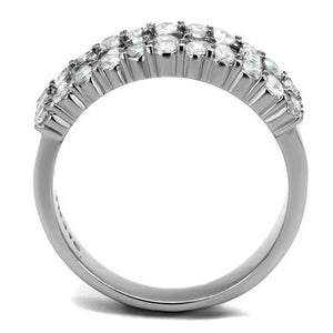 TK2866 - High polished (no plating) Stainless Steel Ring with AAA Grade CZ  in Clear