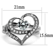 Load image into Gallery viewer, TK2868 - High polished (no plating) Stainless Steel Ring with AAA Grade CZ  in Clear