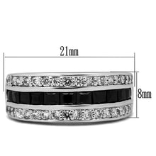 Load image into Gallery viewer, TK2872 - High polished (no plating) Stainless Steel Ring with AAA Grade CZ  in Black Diamond