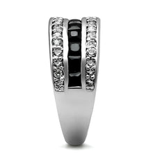 Load image into Gallery viewer, TK2872 - High polished (no plating) Stainless Steel Ring with AAA Grade CZ  in Black Diamond