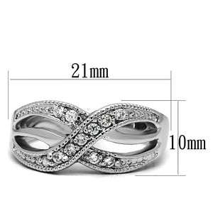 TK2873 - High polished (no plating) Stainless Steel Ring with AAA Grade CZ  in Clear