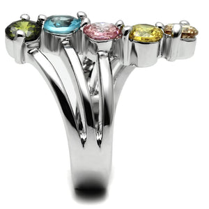 Sigrid Cocktail Ring - Stainless Steel, AAA CZ , Multi Color - TK2876