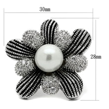 Load image into Gallery viewer, TK2877 - High polished (no plating) Stainless Steel Ring with Synthetic Pearl in White