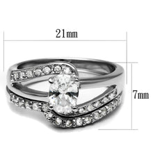 Load image into Gallery viewer, TK2879 - High polished (no plating) Stainless Steel Ring with AAA Grade CZ  in Clear