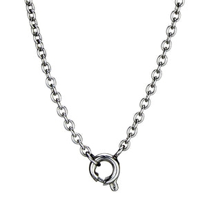 TK2885 - High polished (no plating) Stainless Steel Necklace with AAA Grade CZ  in Clear