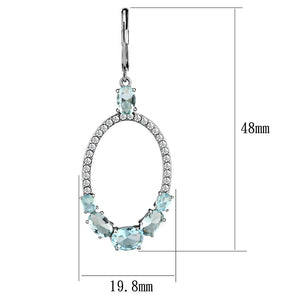 TK2886 - High polished (no plating) Stainless Steel Earrings with Synthetic Synthetic Glass in Sea Blue