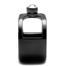 Load image into Gallery viewer, TK2897 - IP Light Black  (IP Gun) Stainless Steel Ring with Top Grade Crystal  in Clear