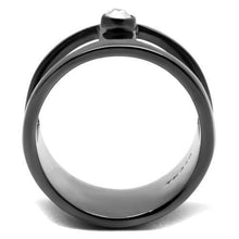 Load image into Gallery viewer, TK2898 - IP Light Black  (IP Gun) Stainless Steel Ring with Top Grade Crystal  in Clear