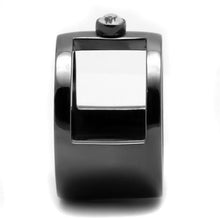 Load image into Gallery viewer, TK2898 - IP Light Black  (IP Gun) Stainless Steel Ring with Top Grade Crystal  in Clear