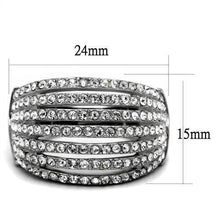 Load image into Gallery viewer, TK2901 - High polished (no plating) Stainless Steel Ring with Top Grade Crystal  in Clear