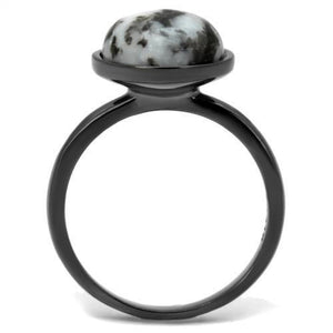 TK2902 - IP Light Black  (IP Gun) Stainless Steel Ring with Semi-Precious Hematite in Multi Color