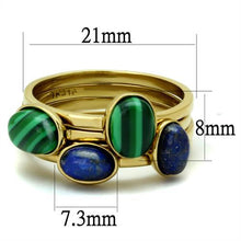 Load image into Gallery viewer, TK2905 - IP Gold(Ion Plating) Stainless Steel Ring with Synthetic MALACHITE in Emerald