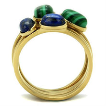 Load image into Gallery viewer, TK2905 - IP Gold(Ion Plating) Stainless Steel Ring with Synthetic MALACHITE in Emerald